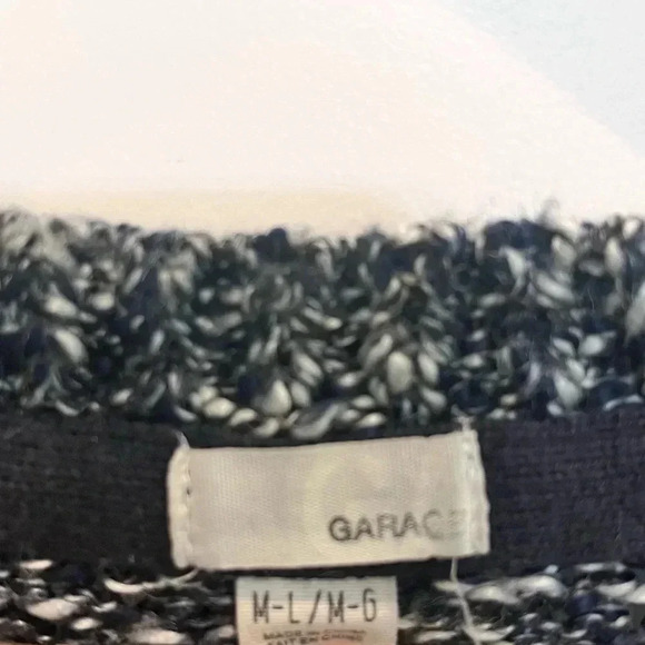 Garage Sweater Navy Blue Dark Grey and White Pattern M/L - Picture 3 of 9
